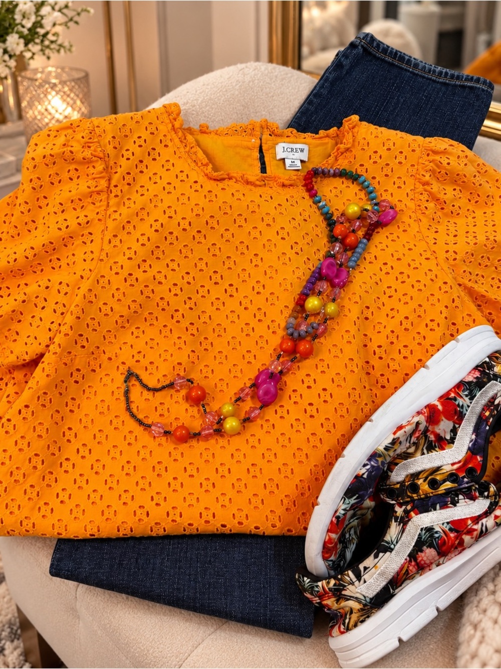 J. Crew Sunflower Yellow Eyelet Puff Sleeve Blouse